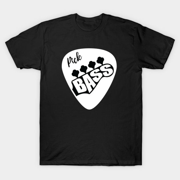 Pick Bass Guitar Dark Theme T-Shirt by nightsworthy